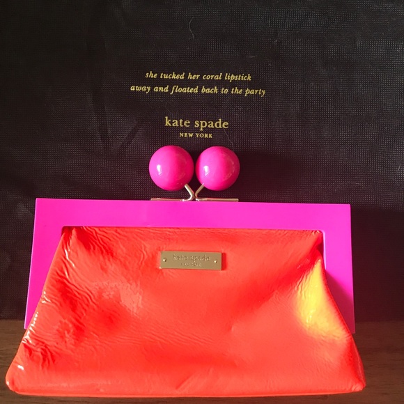 pink and orange clutch bag